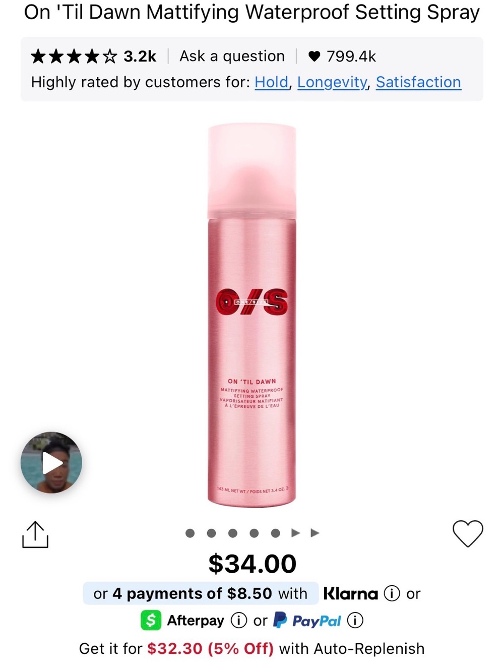 ONE/SIZE On 'Til Dawn Mattifying Waterproof Setting Spray